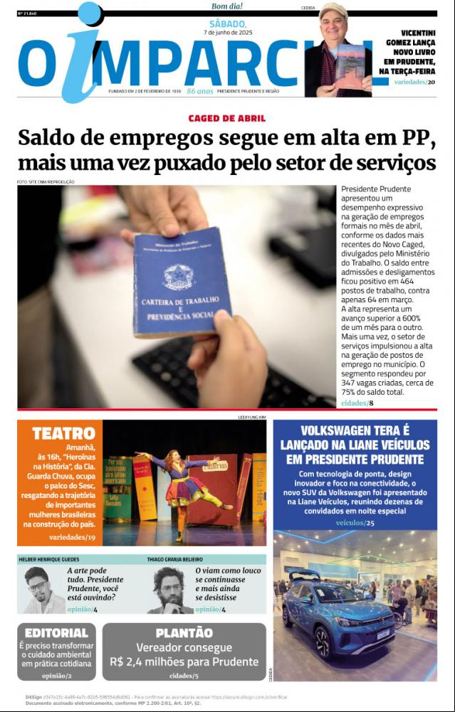 Saldo de empregos segue em alta em PP, mais uma vez puxado pelo setor de serviços - Prudente tem alta no saldo de empregos em abril, puxado pelo setor de serviços